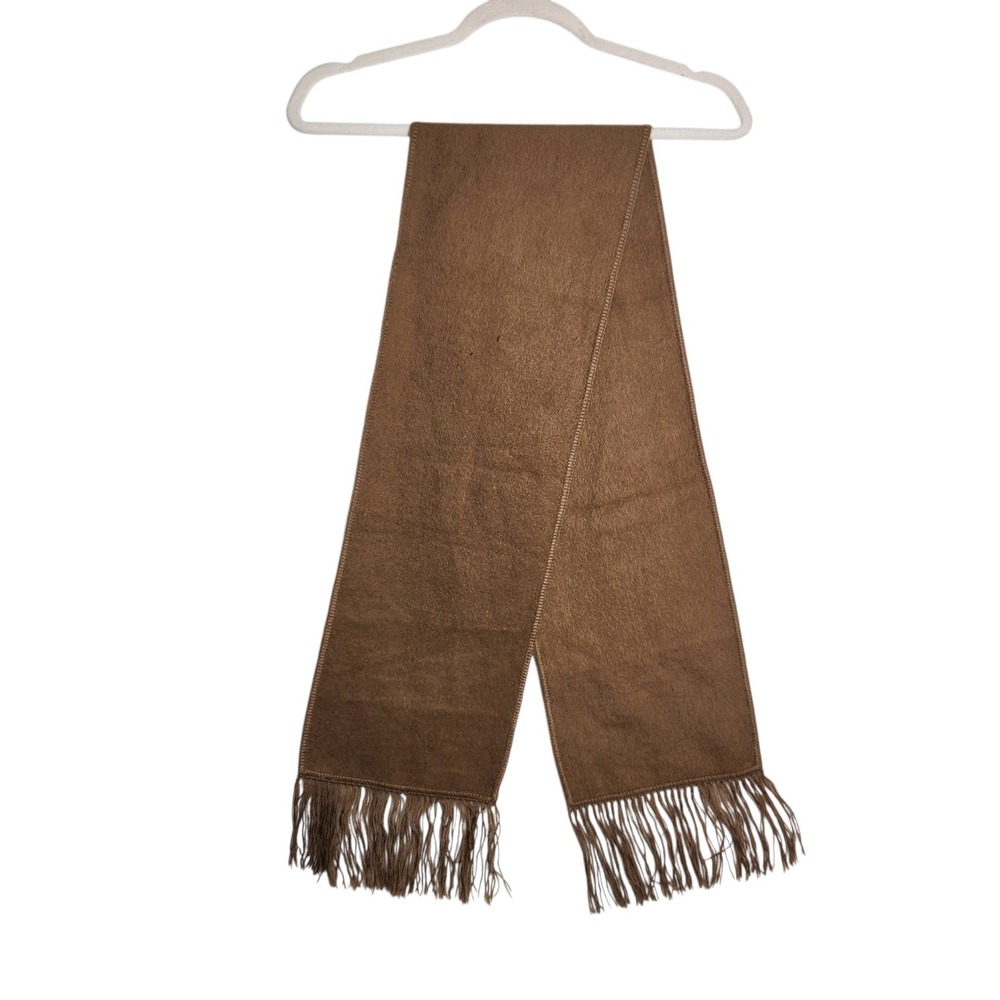 Handmade Peru 100% Alpaca Wool Scarf Brown Fringed Solid Soft Winter Wrap